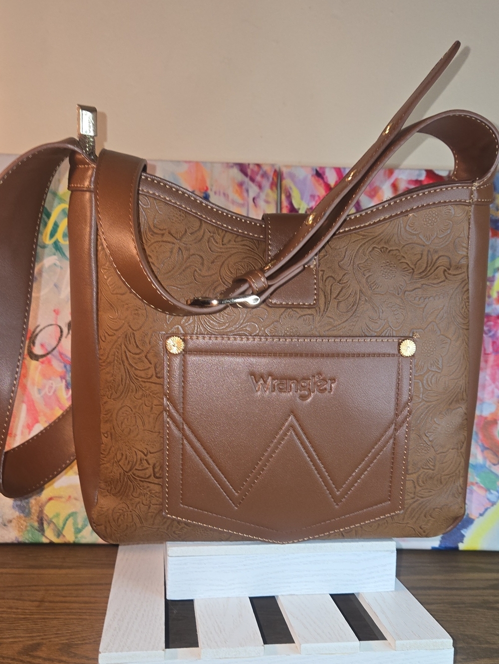 Wrangler Brown Embossed Crossbody Bag